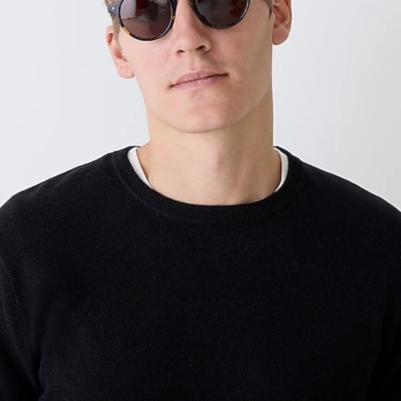 J Crew Cotton piqué-stitch crewneck sweater Black - Picture 1 of 5
